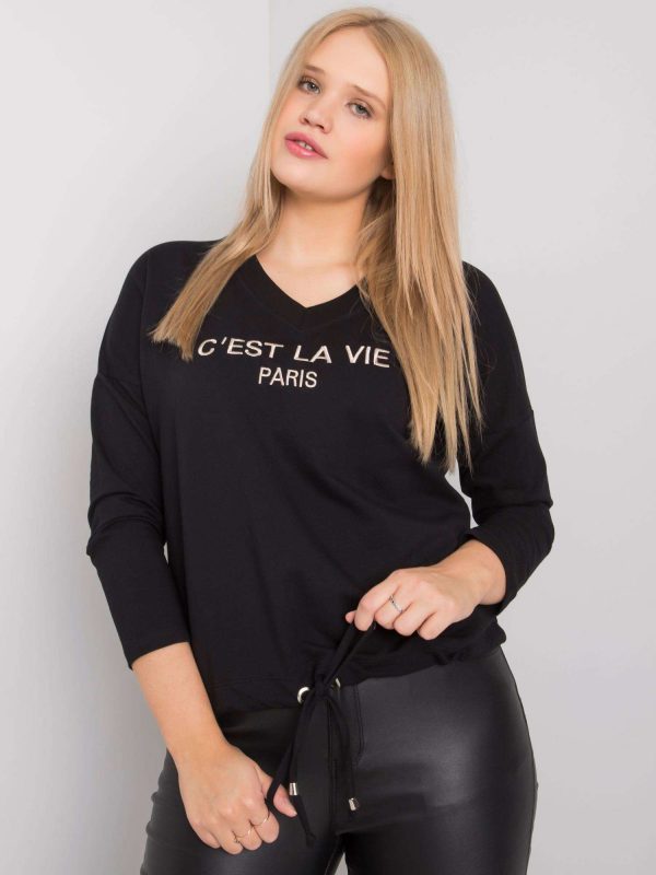 Black plus size blouse with Sherilyn inscription