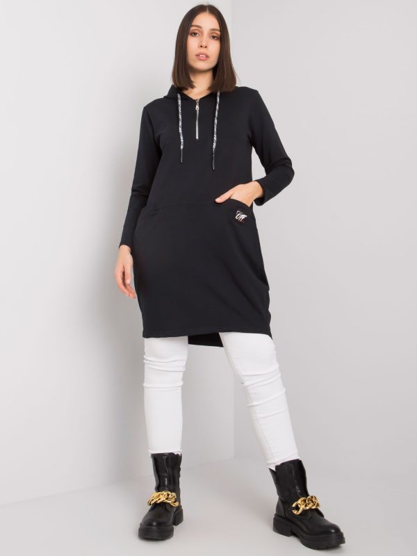 Black cotton tunic plus size with Kierra hood