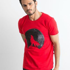 Red T-shirt for men with print