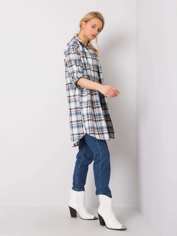 Veronica blue and beige checked shirt