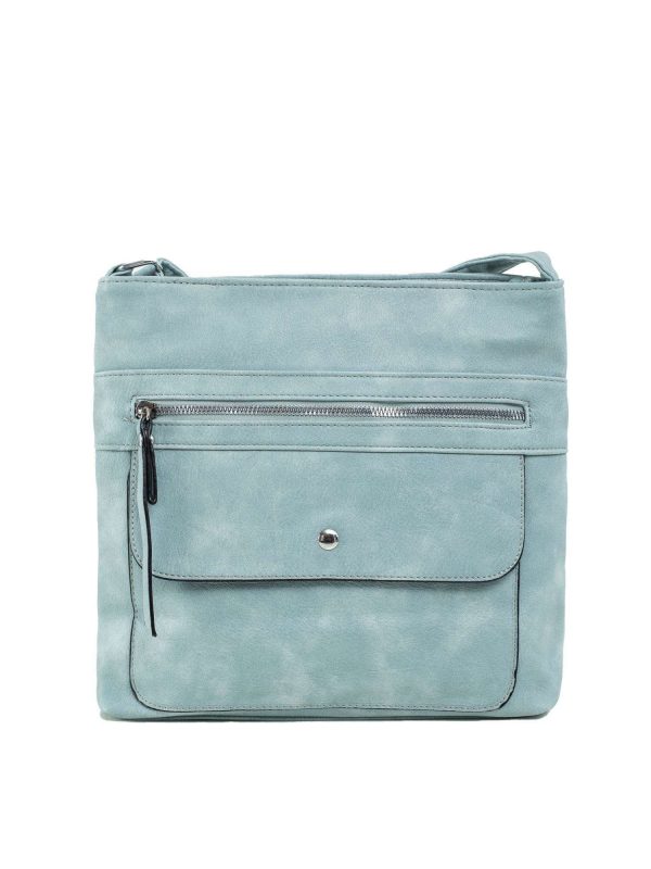 Light blue shoulder bag with pockets