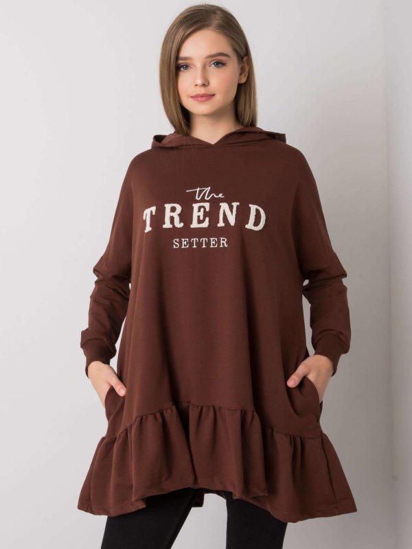 Dark brown oversize tunic with hood Vanessa