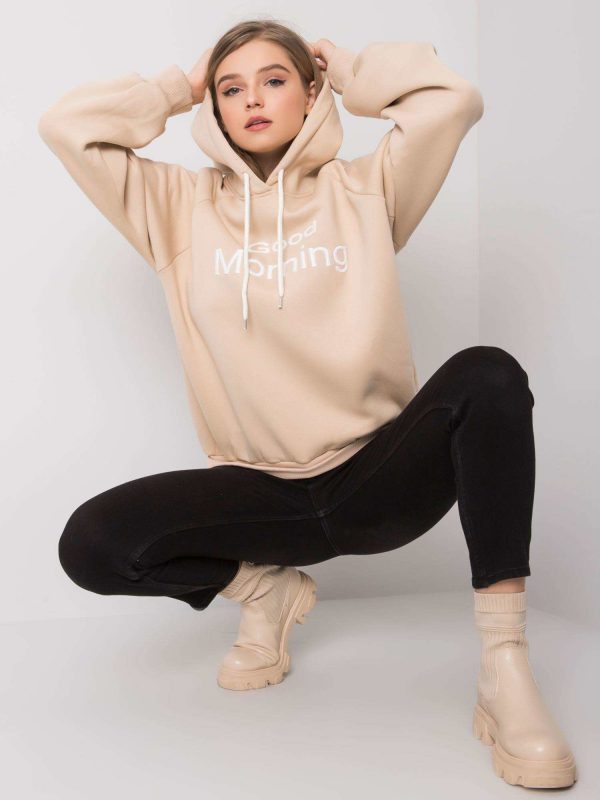 Beige padded oversize hoodie Alice