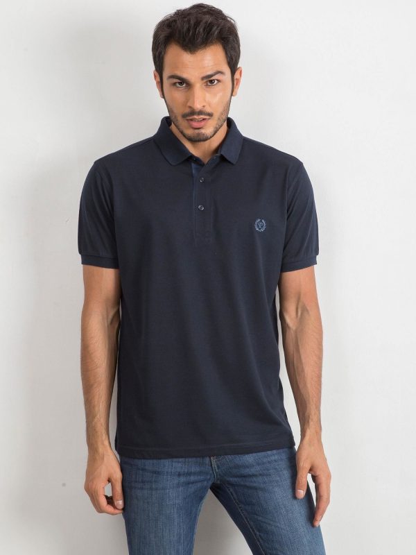 Navy Blue Men's Polo Shirt Reverse