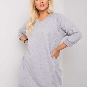 Grey Melange Cotton Plus Size Karissa Dress