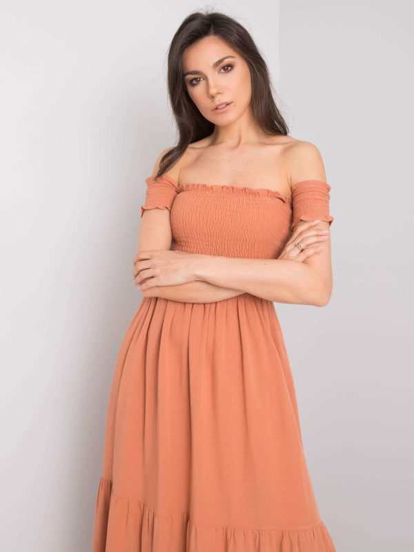 Orange dress with ruffle Pallavi RUE PARIS