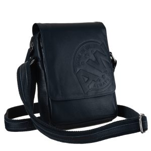 Navy Blue Leather Men's Handbag