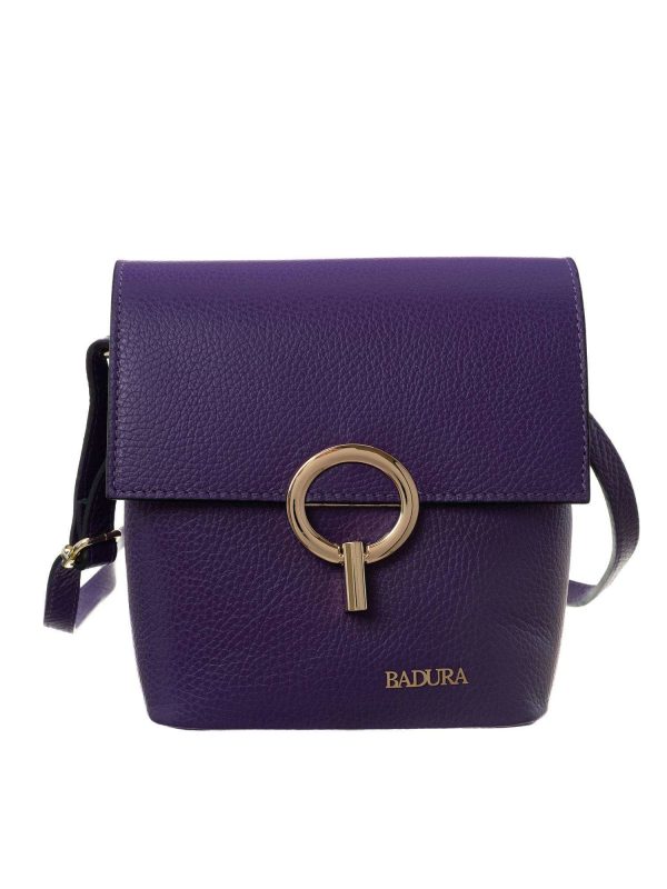 Purple Leather Messenger Bag BADURA