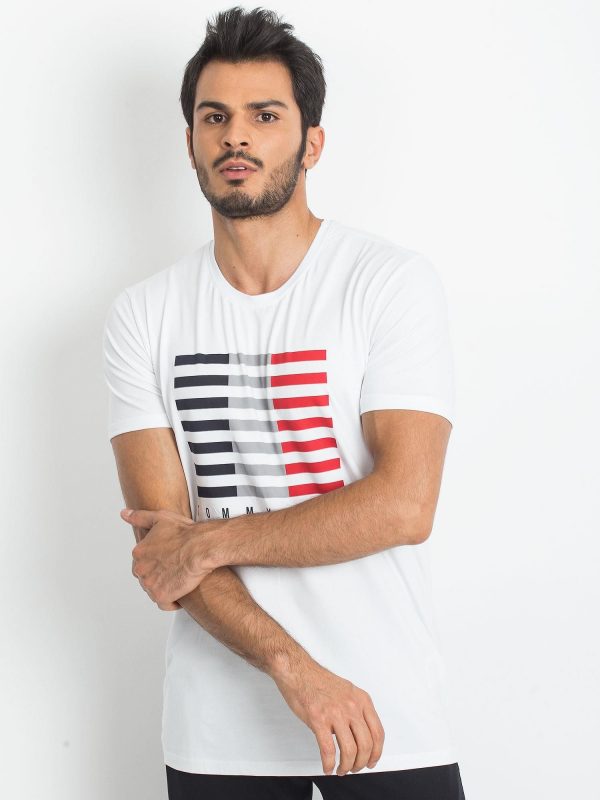 TOMMY LIFE White T-shirt for men with print