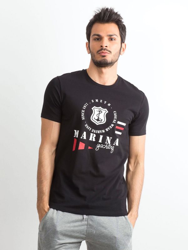 Men's cotton t-shirt with print black