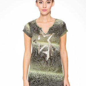 Green women's tunic with print