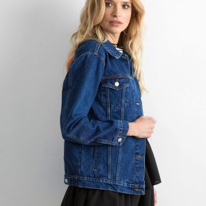 Denim jacket with back stripe blue