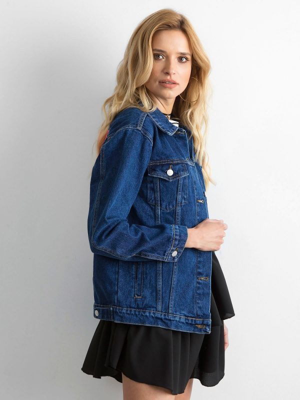 Denim jacket with back stripe blue