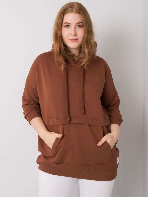 Dark brown plus size sweatshirt with Gioia pocket