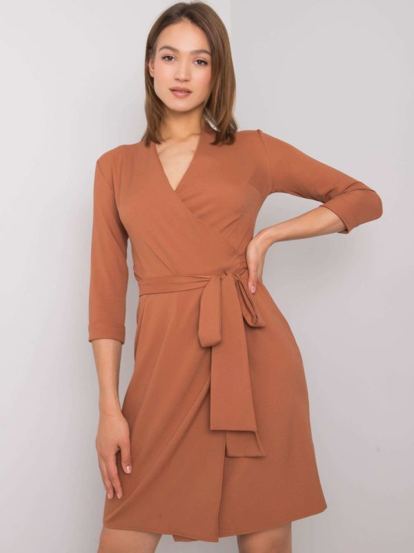 Brown dress with tie Edelie