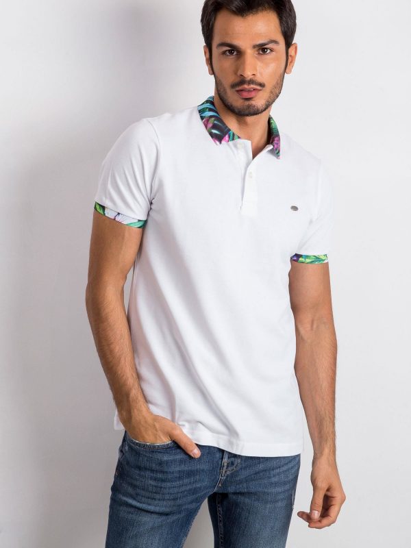 White Men's Polo Shirt Sour