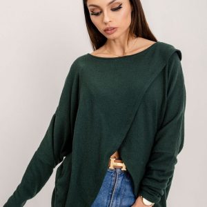 BSL Dark Green Asymmetrical Blouse