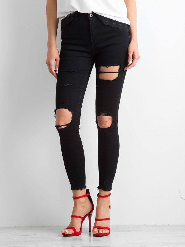 Black Damaged Jeans