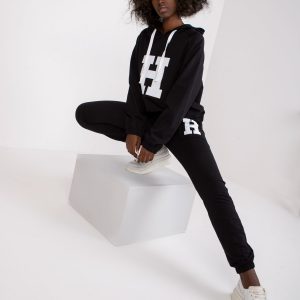 Black Cotton Tracksuit Set with Natela Hoodie