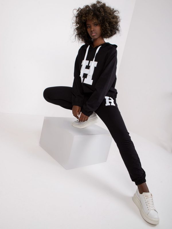 Black Cotton Tracksuit Set with Natela Hoodie