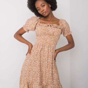 Beige dress with ruffle Marceline RUE PARIS