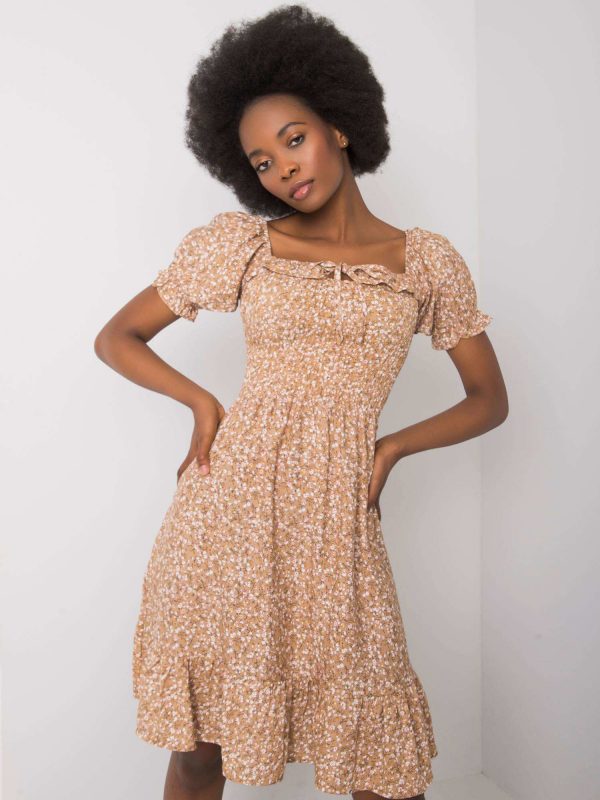 Beige dress with ruffle Marceline RUE PARIS