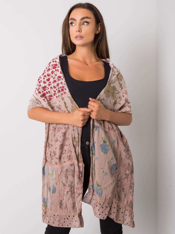 Dark beige cotton wrap with print