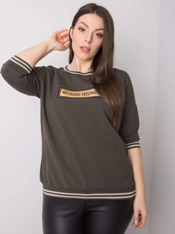 Dark khaki plus size sweatshirt with Kendal inscription