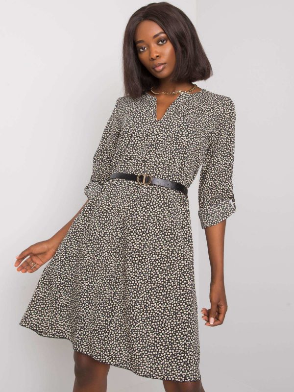 Nedra Black Patterned Dress