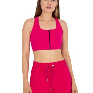 Fuchsia ribbed crop top basic with RUE PARIS clasp