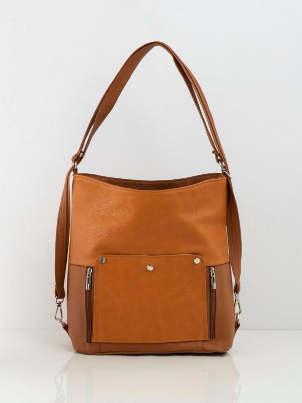 Camel large bag made of eco leather