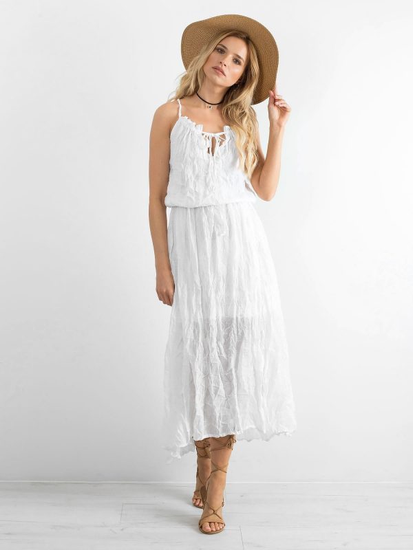 BY O LA LA White asymmetrical dress