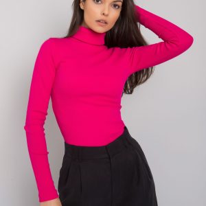 Fuchsia ribbed turtleneck blouse Elisee RUE PARIS