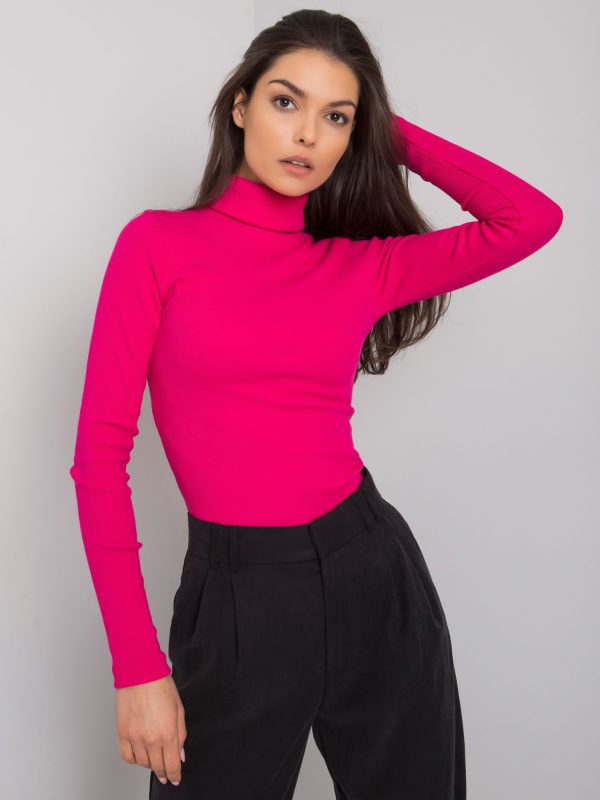 Fuchsia ribbed turtleneck blouse Elisee RUE PARIS