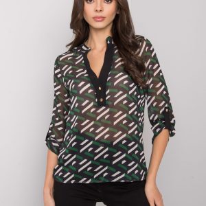 Black and green blouse for women with Denver prints