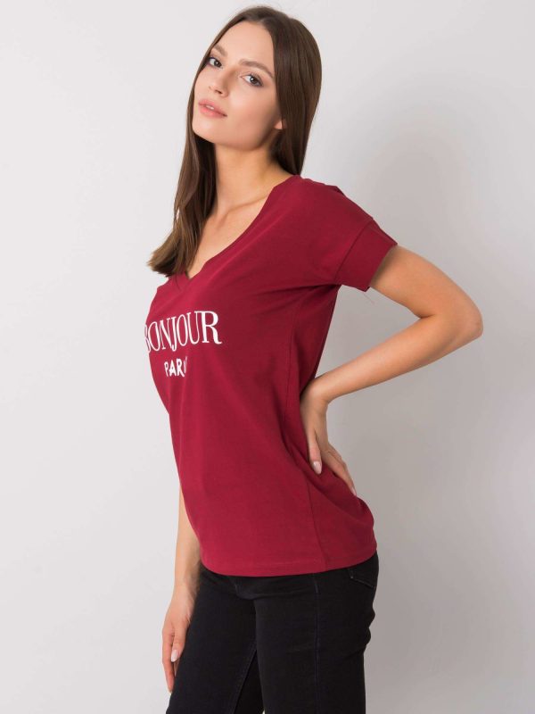 Burgundy t-shirt with Emille inscription