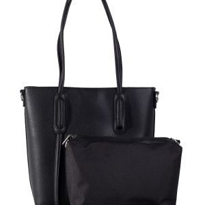 Black Roomy Eco Leather Shoulder Bag