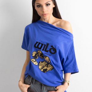 Dark blue blouse with animal motif