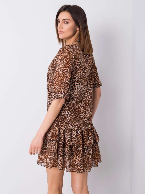 Brown dress with prints Antonella RUE PARIS