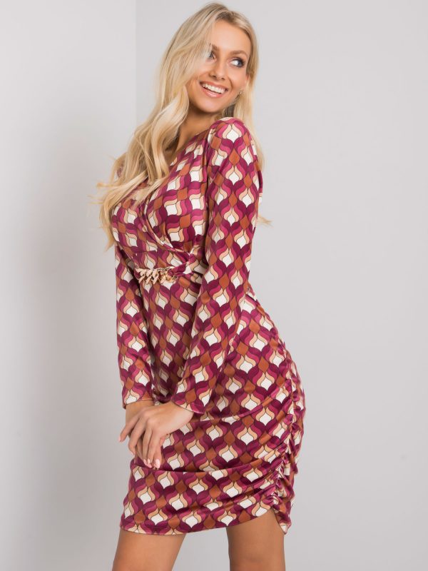 Dirty pink velour dress with Montilla patterns