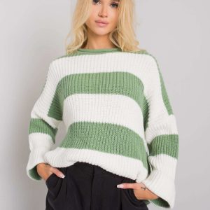 Green Bree Striped Sweater