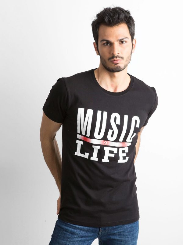 Men's cotton t-shirt with print black