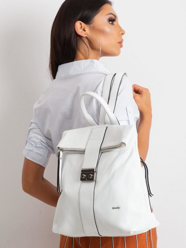 White Leather Backpack