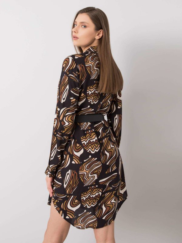 Brown and black dress with patterns of Josie RUE PARIS