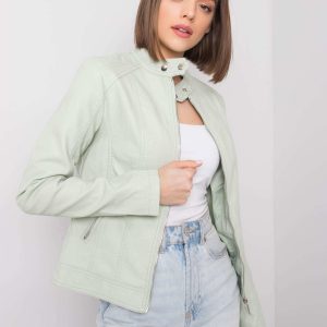 Ellie Light Green Faux Leather Jacket