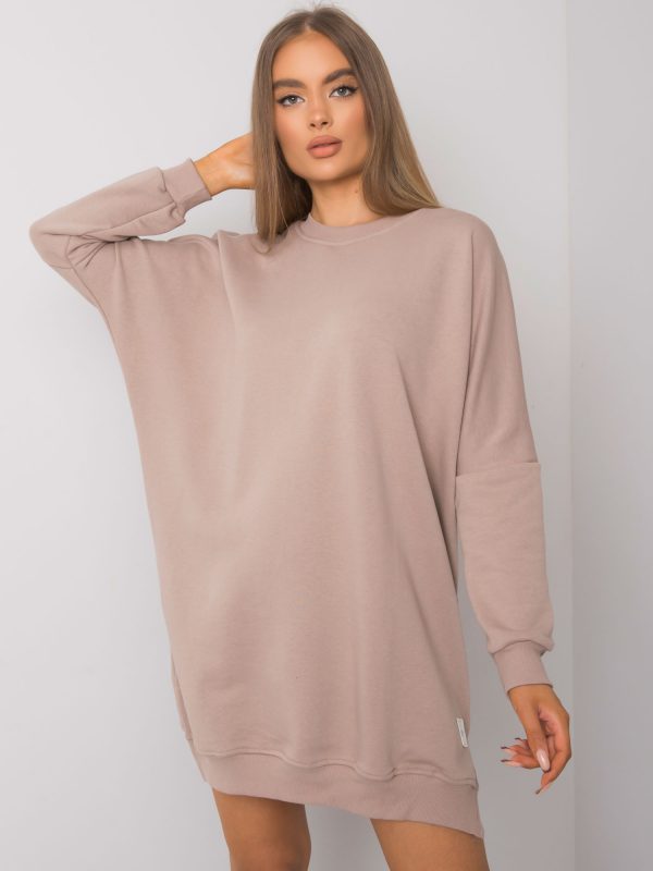 Dark beige long sleeve sweatshirt dress Odile RUE PARIS