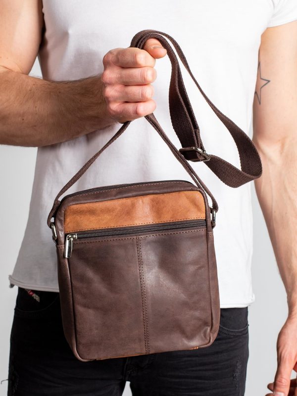 Dark Brown Leather Men's Handbag