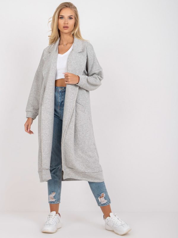 Grey one size long sweatshirt with pockets