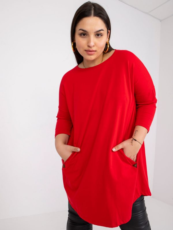 Red plus size sweatshirt tunic Aline