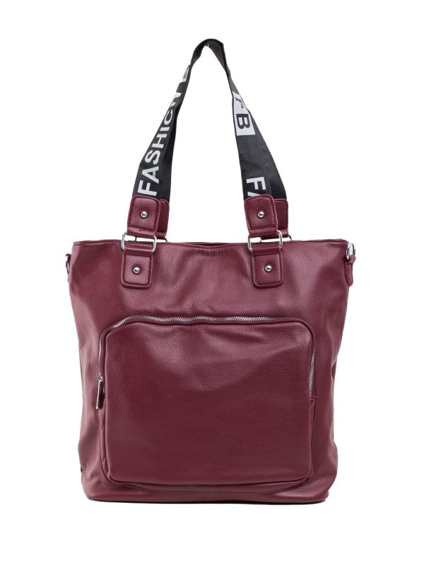 Burgundy large bag with pocket